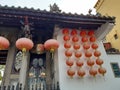 Old Chinese Architecture Temple Main Door Feature at Chulia Street Penang