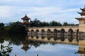 Old chinese bridge. The ancient Shuanglong Bridge Seventeen Span Bridge near Jianshui, Yunnan, China