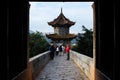 Old chinese bridge. The ancient Shuanglong Bridge Seventeen Span Bridge Jianshui, Yunnan, Chin