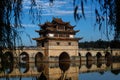 Old chinese bridge. The ancient Shuanglong Bridge Seventeen Span Bridge near Jianshui, Yunnan, Chin