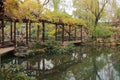 Old chinese classical corridor and architecture at liuyuan garden at autumn Royalty Free Stock Photo