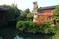 Old chinese classical rockery and architecture at liuyuan garden at autumn