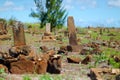 Old chinese grave headstones abandoned on Kauai Royalty Free Stock Photo