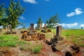 Old chinese grave headstones abandoned on Kauai Royalty Free Stock Photo