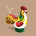 Old Chinese kid`s toy: Clay sculpture rooster