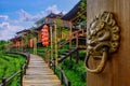 Old chinese style house in tea plantation at Ban Rak Thai the village is surrounded by mountain in Mae Hong Son, Thailand Royalty Free Stock Photo