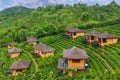 Old chinese style house in tea plantation at Ban Rak Thai the village is surrounded by mountain in Mae Hong Son, Thailand Royalty Free Stock Photo