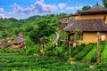 Old chinese style house in tea plantation at Ban Rak Thai the village is surrounded by mountain in Mae Hong Son, Thailand Royalty Free Stock Photo