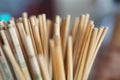 Old chinese wooden chopsticks at restaurant Royalty Free Stock Photo