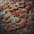 Old chipped white brick wall texture background, whitewashed grungy brick wall Royalty Free Stock Photo