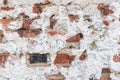 Old chipped white brick wall texture background, whitewashed Royalty Free Stock Photo