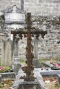 Old Christian crosses and tombs in a cemetery in France Royalty Free Stock Photo