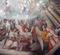 Old Christian fresco angels with gifts