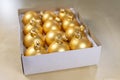 Old Christmas balls on a wooden table. Christmas decorations prepared for tuning the tree. Royalty Free Stock Photo