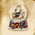 Old Christmas Card, Santa Claus ball of water Royalty Free Stock Photo