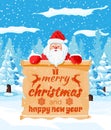 Old Christmas Parchment Scroll with Santa Claus Royalty Free Stock Photo