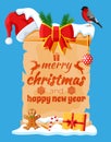 Old Christmas Parchment Scroll with Santa Hat Royalty Free Stock Photo