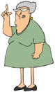 Old chubby woman pointing up