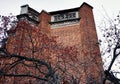 old church architecture religion sky Saint-Petersburg brick wall tree branch red berry close-up Royalty Free Stock Photo