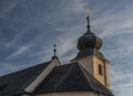 Old church with blue sky in Besiny village in autumn evening Royalty Free Stock Photo