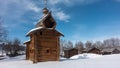 The old church is built of unpainted logs. Royalty Free Stock Photo