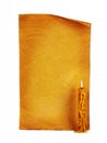 Old church burning candle on the background of vintage sheet of paper. Royalty Free Stock Photo