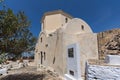 Old Church in the castle of Pyrgos Kallistis, Santorini island, Thira, Greece Royalty Free Stock Photo