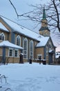 old church in the center of tromso on a cloudy and gray day Royalty Free Stock Photo