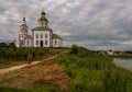 Old church in the city of Suzdal at sunset. Bridge over the river, water lilies. The beauty of the Russian province. Russia at