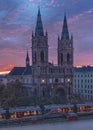 Old church with beautiful sunset in Vienna, Austria Royalty Free Stock Photo