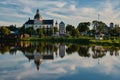 Old Church of Corpus Christi in the evening, Nesvizh, Minsk region, Belarus. Far temple of Body of the Lord