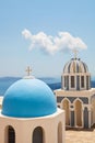 Old church domes in Santorini Royalty Free Stock Photo