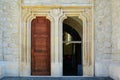 Old church entrance with open door. Royalty Free Stock Photo