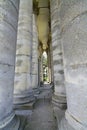 Old church facade with columns. Entrance in church Royalty Free Stock Photo