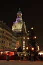 Old church Frauenkirche in Dresden during christmas