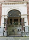 Old church gate with lattice in Amsterdam.