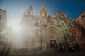 Barcelona, Spain - April, 2019: Old Church in the Gothic Quarter of Barcelona. It is aslo called as Barri Gotic. It is Old City of Royalty Free Stock Photo