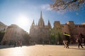 Barcelona, Spain - April, 2019: Old Church in the Gothic Quarter of Barcelona. It is aslo called as Barri Gotic. It is Old City of Royalty Free Stock Photo