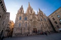 Barcelona, Spain - April, 2019: Old Church in the Gothic Quarter of Barcelona. It is aslo called as Barri Gotic. It is Old City of Royalty Free Stock Photo