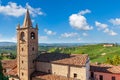 Old church and green vineyards in Italy.