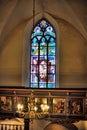 The Old Church of the Holy Spirit interior, stained glass windows in the church