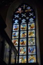 The Old Church of the Holy Spirit interior, stained glass windows in the church