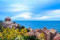 Old church inside the castle of Monemvasia Royalty Free Stock Photo