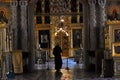 Old church interior. Trinity Sergius Lavra, Sergiev Posad, Moscow region, Russia. Royalty Free Stock Photo