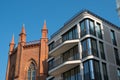 Old church and modern building facade, Berlin Mitte Royalty Free Stock Photo