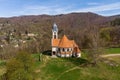 Old church Our Lady U Obrazku in Liberec city in spring day
