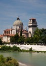 Old church over river Adige Royalty Free Stock Photo