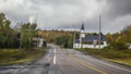 Old church by rail road crossing in small town Covington in Michigan upper peninsula