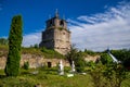 An old church with ruins in the city of Satanov