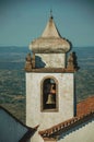 Old church steeple with bell in baroque style at Marvao Royalty Free Stock Photo